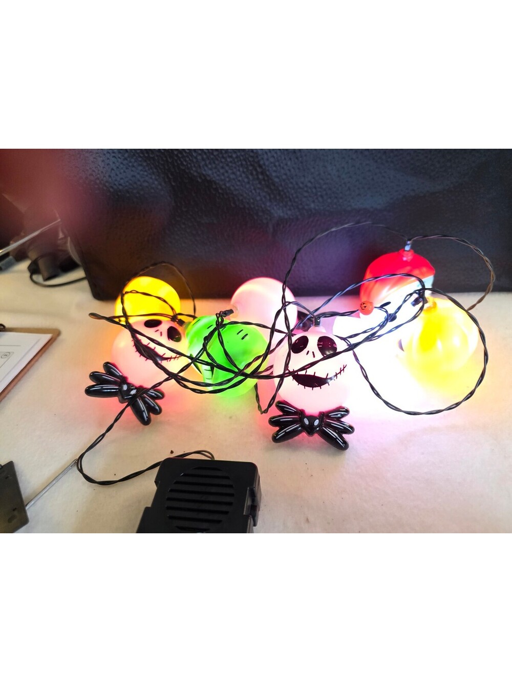 Nightmare Before Christmas 7 Character Battery String Lights Sound Tested